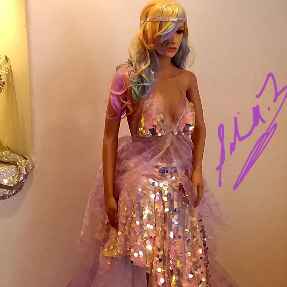 "PAISLEY" Iridescent Sequin Lavender Wedding Ballgown Set